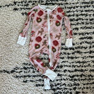 Caden Lane Christmas Pink Girls 12-18 Months Bamboo CONVERTIBLE ZIP ROMPER